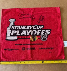 2010 Chicago Blackhawks Playoff Handtuch signiert von Bobby Hull großer Nachlassverkauf - Bild 1 von 3