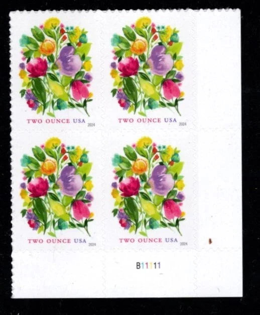 2024 US Stamps - SC#5850 Wedding Blooms Forever Stamps (Plate Block/4) - MNH OG - Image 1 of 1