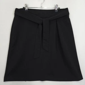 Courtenay schwarzer A-Linien Rock Damen L knielang Bindeband Taille Stretch Karriere Freizeit - Bild 1 von 9