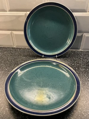 Denby Harlequin - 2 x 26 cm Dinner Plates - Green / Blue - Image 1 of 4