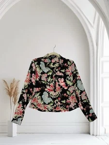 Express Women’s Black Floral Long Sleeve Top Size XS Fall Holiday Chic $98 - Picture 1 of 17