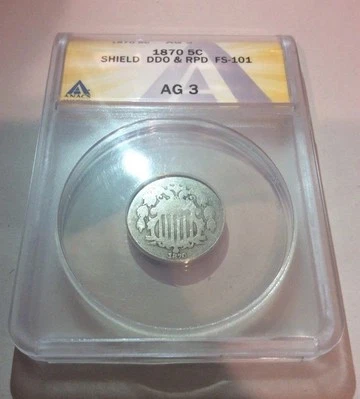 Two Errors On 1870 Shield Nickel- DDO & RPD Date- Only 5 Known To Exist by ANACS - Image 1 of 4