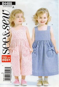 2005 Toddler Jumper Jumpsuit Pattern 1-4 Butterick 4488 OOP - Picture 1 of 2