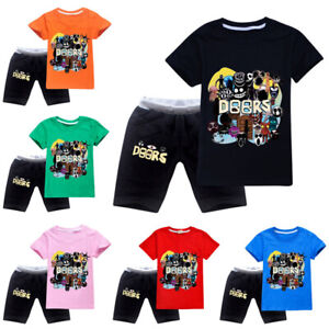 New Roblox doors Boys Girls Shorts T-shirt Summer Casual Set Kids Birthday Gift 