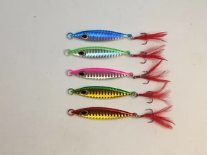 5 x 20g Fishing Lures Metal Slice Micro Jig Bonito Mackerel Free Postage - Picture 1 of 2