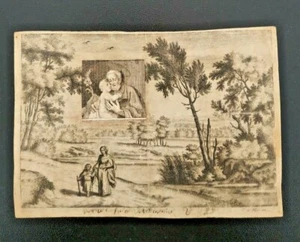 Santino incisione su pergamena con attaccata immagine su carta Sant' Antonio - Picture 1 of 2