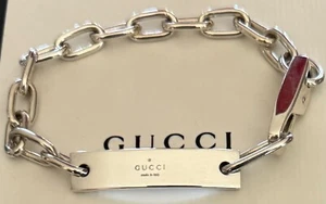 Gucci ID Bracelet Sterling Silver 925 7 1/4" Made in Italy - Picture 1 of 3
