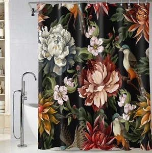 Extra Long Vintage Peonies Shower Curtain 72x84" Floral Bathroom Decor - Picture 1 of 10