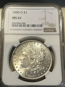 1880-O Morgan Dollar CERTIFIED NGC MS 61 Silver Dollar - Under Graded??? - Picture 1 of 6