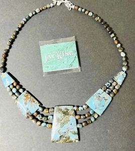 Jay King Mine Finds Mountain Turquoise Necklace 18" Sterling Silver Clasp MIB! - Picture 1 of 6