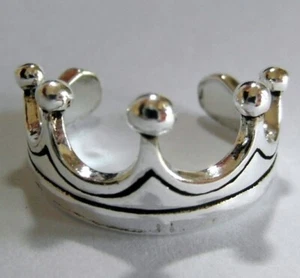 925 Sterling Silver Solid Metal Women's Crown Classy Adjustable Toe Ring - Picture 1 of 3