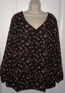 NEW Womens🦋BONMARCHE🦋black ditsy floral lined bubble hem chiffon blouse size26 - Picture 1 of 4