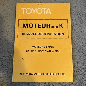 Manuel Atelier moteur TOYOTA K 2k 3k B C H 4 K J Pour Toyota 1000 Starlet - Picture 1 of 20