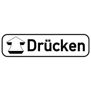 Türschild 180 x 50 mm "Drücken" • Aufkleber klingeln Tür Schild Eingang Stufe - Picture 1 of 2
