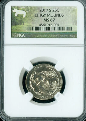 2017 S EFFIGY QUARTER NGC MS67 PQ FINEST REGISTRY RARE * - Image 1 of 2