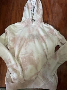 Ladies Women’s Pink Tie Dye Studded Sparkle Night Addict Hoodie - Size M - Picture 1 of 4