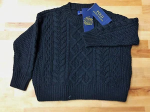 $65.00 Ralph Lauren Little Girls Cable-Knit Sweater Polo Black, 6 - Picture 1 of 1