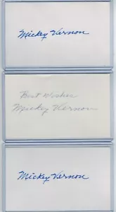 (3) MICKEY VERNON INDEX CARD SIGNED 1960 WS CHAMPS PIRATES PSA/DNA CER 1918-2008 - Picture 1 of 2