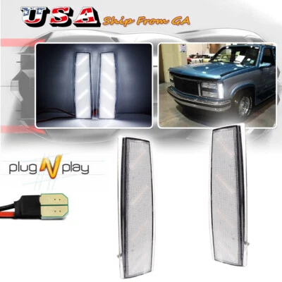 Luces de esquina LED delanteras blancas transparentes para 88-93 GMC K1500 K2500 K3500 Foto 1 de 4