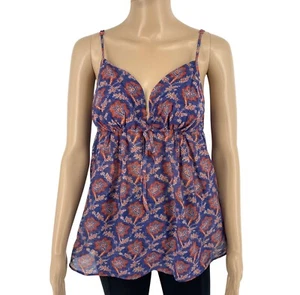 GANT Women Blue Paisley Sleeveless Cotton Silk Camisole Size EU 36 UK 10 US 6 - Picture 1 of 9