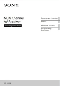 Sony Multi Channel AV Receiver Operating Instructions STR-DH590 **ONLY MANUAL** - Picture 1 of 1
