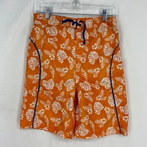Tommy Bahama Boys Large Swim Shorts Trunks Orange Floral Bird Print Mesh Lined - Picture 1 of 7
