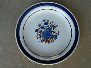 Monterrey Blaue Kamelie 10,5" SPEISETELLER Japan Steinzeug Kobaltblau Blume - Bild 1 von 5