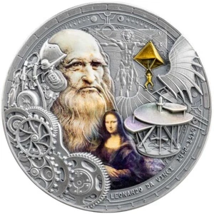 LEONARDO DA VINCI Futurists of the Past 2 Oz Silver Coin 2000 Francs Cameroon - Picture 1 of 4