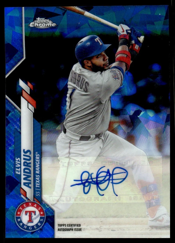 2020 Topps Chrome Update Sapphire Edition Autographs Elvis Andrus Auto Texas - Image 1 of 2
