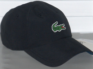 LACOSTE SPORT Men's Polyester Crocodile Novak Djokovic Baseball Cap Hat, BLACK