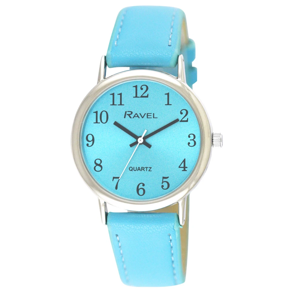 Women's Classic Clear Face Quartz Watch Co-ordinating Face Turquoise Blue Strap - Image 1 of 1