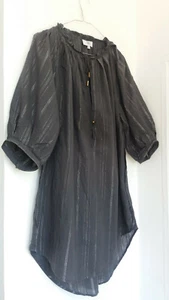 Noa Noa cotton tunic grey, silver strips, M - Picture 1 of 8