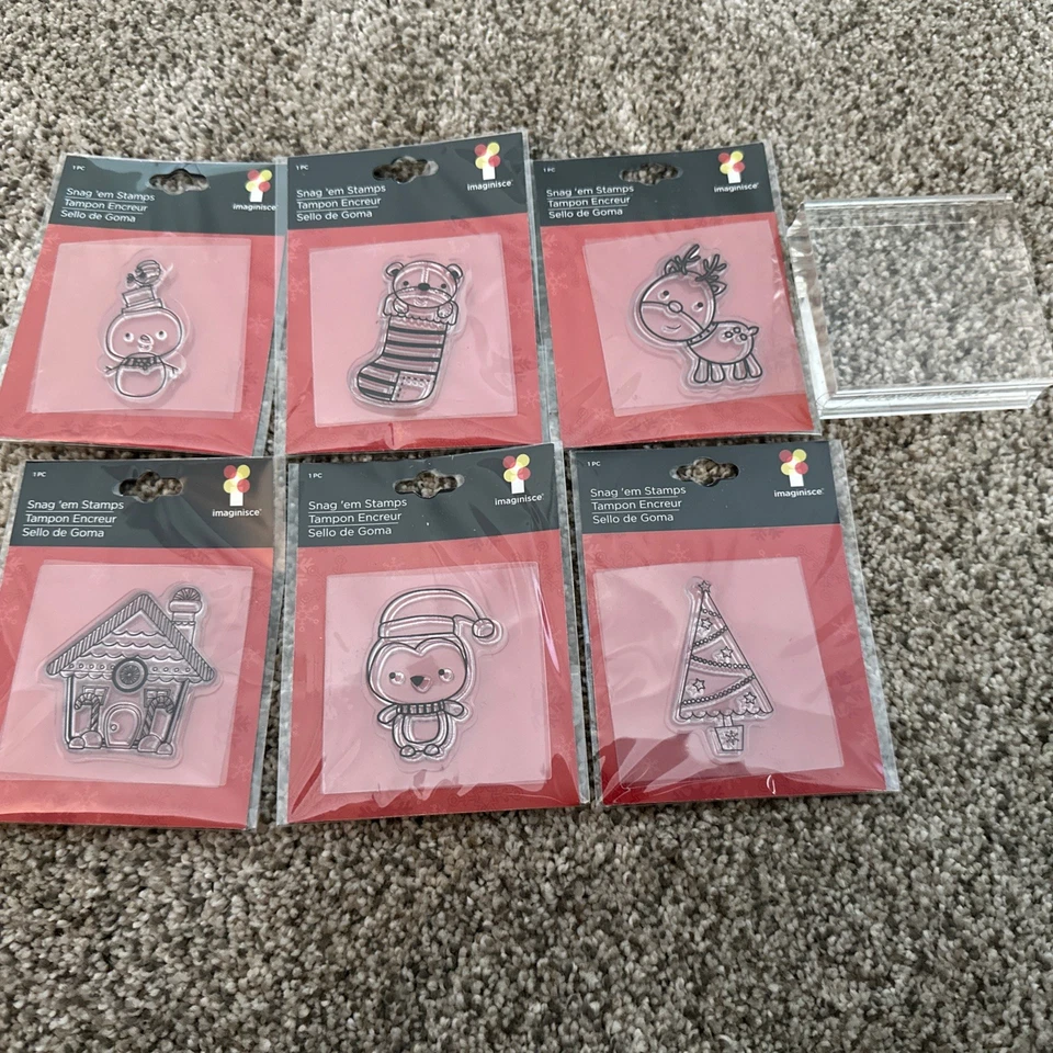 Sellos Imaginisce Enganche Em Navidad Estampillas Transparentes Artesanías Incluye Bloque Acrílico Foto 1 de 3