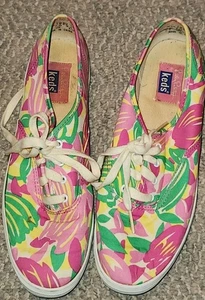 Womens Keds Lily Pultizer 9.5 Canvas Shoes Pastel Floral Pinks Greens Yellow - Picture 1 of 6