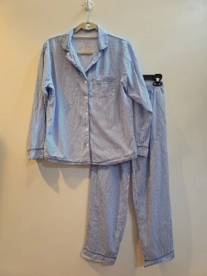 Conjunto de pijama Dreamy By Lubot 100% algodão tamanho S listra azul calça manga longa top  - Imagem 1 de 4