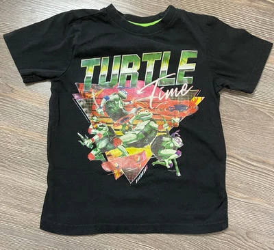 Nickelodeon 男孩黑色忍者神龟变种人 Mahyem 图形 T 恤 5 码 — 第 1/4 张图片