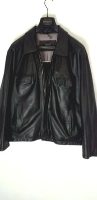 Vtg rare  Mens Smart Casual Collared Retro Redskins leather jacket  black sz:XL - Image 1 of 4
