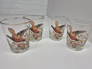 Juego de 4 vasos Low Ball vintage de aves silvestres. - Imagen 1 de 7