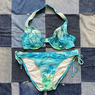 Conjunto de biquíni vintage esprit estampa tropical havaiana sutiã top  - Imagem 1 de 4