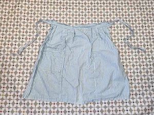 Delantal corto de cocina de campo vintage pinny azul blanco a rayas Cottagecore - Imagen 1 de 6