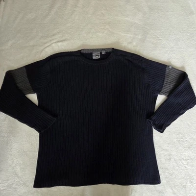 Vintage 90s Y2K Quicksilver Blue Grey Cable Knit Sweater Mens XL Muscle  - Image 1 of 4