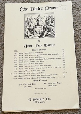 复古 1941 年乐谱“主祷文”混合声音 4 带钢琴 — 第 1/3 张图片