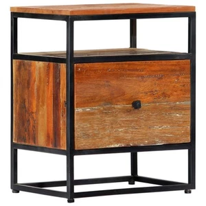 Bedside Cabinet 40x30x50 cm Solid Reclaimed Wood and Steel - Picture 1 of 3
