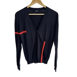Auth JIL SANDER - JDE673C Dark Navy Red Women's Cardigan - Picture 1 of 6