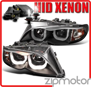02-05 BMW E46 3-05 4 PUERTAS 3D DRL LED NEGRO PROYECTOR FARO + 6000K HID 03 04 - Imagen 1 de 4