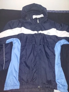 Chaqueta de calentamiento Starter para hombre mediana azul marino oscuro con cremallera bolsillos delanteros inserciones de malla - Imagen 1 de 6