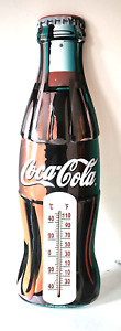 Coca Cola Bottle Shape Thermometer JAPAN BOTTLE PROMOTION METAL SIGN