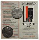 Medaille, Max Reinhardt 1873 – 1943 + Prospekt  Salzburger Festspiel 1932