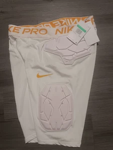 Neu mit Etikett Nike Pro HyperStrong gepolsterte Fußballshorts für Herren weiß gold Größe XL - Bild 1 von 3