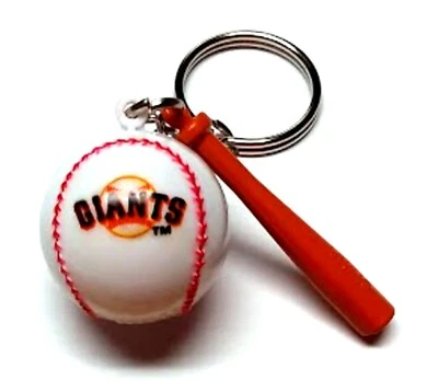 SAN FRANCISCO GIANTS KEYCHAIN BALL & BAT 1" ROUND BALL LICENSED MLB CHARM PULL - Image 1 of 2